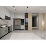 L-Shaped Layout Modern Stainless Steel Kitchen Cabinets With Functional Quartz Island for sale