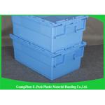 Foldable Large Distribution Plastic Attached Lid Containers Environmental Protection Blue for sale