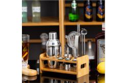 China Rustproof 24oz 13Pcs Stainless Steel Cocktail Set With Wooden Stand Base supplier