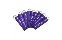 China 4 Inch Width Embroidered Key Chain , Custom Embroidered Keyring Yarn Twill Material supplier