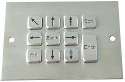 China CE , FCC , ROHS 11 keys industrial waterproof metal keypad with PS/2 interface supplier