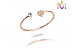 China OEM ODM Geometry Heart Open Cuff Bracelets With Stone supplier