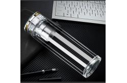 China Double Wall Thick Glass Water Bottle With Crystal Lid BPA Free Eco Friendly supplier