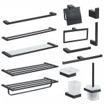 Black Luxury Bathroom Hardware Accessories Towel Bar Sets for sale