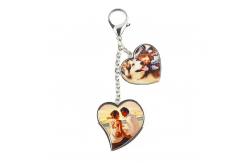 China Double Hearts Sublimation Keychain Blanks Personalized Zinc Alloy Bag Buckles supplier
