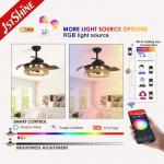 36 Inch Black Caged Ceiling Fan with Light and Remote Midcentury Lighting Solution