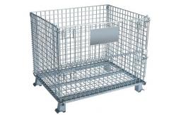 China Medium Duty 600lbs Collapsible Wire Container With Half Drop Gate Cold Galvanized Surface supplier