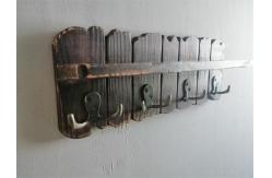 China 15.75 Inch, 4 Pieces Double Metal Hooks, Wood Wall-Mounted Coat Rack supplier