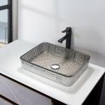 Chromed Rectangular Vessel Sinks Tempered Glass Silver Crystal for sale