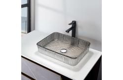 China Chromed Rectangular Vessel Sinks Tempered Glass Silver Crystal supplier