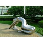 Modern Garden Metal Art Woman Bench Stainless Steel Sculpture Polished for sale