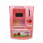pink  or blue or green colorful abs material digital counting coins and paper money ATM piggy bank safes for kids for sale