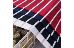 China Breathable Red Striped Cotton Fabric For Tracksuit Moisture Absorbent supplier