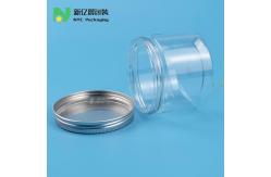 China 90mm Neck Dia 300ml Clear Plastic Jar Pet Food Container With Metal Lid supplier