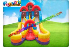 China Red Yellow Commercial Inflatable Slide , 16ft Double Inflatable Climbing Slide supplier