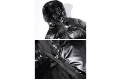 China Metallic Hooded Bubble Jacket Full Zip Down Streetwear Puffer Jacket Anti Shrink supplier