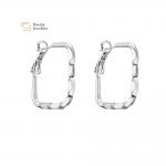 18k Real Gold Plated Brass Stud Earrings , Geometric Huggie Hoop Earrings