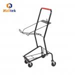 2 Tier Supermarket Shopping Trolley Basket Cart with Durable Zinc Powder Coated Finish and Custom Logo Printing for Grocery for sale