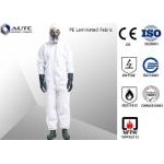 S-XXL White PE Laminated Fabric With SMS Back Panel Chemical Protective Suit for sale