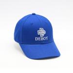 6 Panels 3D Flat Blue Embroidered Baseball Caps 100% Cotton Twill Curved Brim Hat for sale