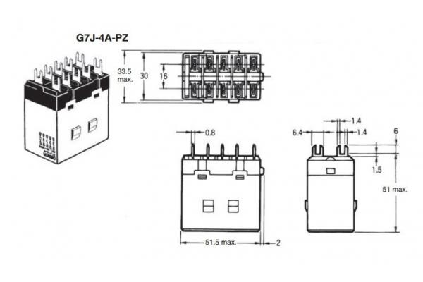 G7J-4A-PZ-AC200-240V General Purpose Relay OMRON Low Signal Relays DIP