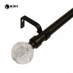 28mm Metal Curtain Pole With Acrylic Ball Shape Finials Extendable From 28-120 Inch Black Color for sale