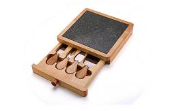 China Home Organic Bamboo Cutting Board With Drawer , Bamboo Cheese Set SGS Approved supplier
