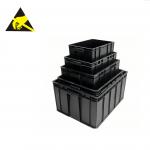 Anti-Static Conductive Cleanroom ESD Bin Tray With Dividers Black Antistatic Containers ESD Plastic Box With Cover for sale