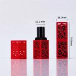 Square Shape Red Black Empty Lipstick Tube Carving Hollow