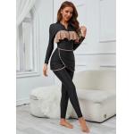 Middle East Muslim Swimsuit Color Matching Halal Swimming Costume Front Zipper Three Piece for sale