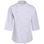 195 GSM Three Quarter Sleeve Coat Twill 2/1 White Chef Uniform Wrinkle-free Anti-stain for sale