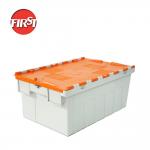 Maximize Storage Space with Industrial Plastic Moving Crates and Nesting Attached Lids for sale