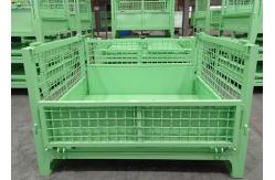 China Metal Stackable Stillage Bin Stackable Pallet Cages Green Powdercoating 1.5T supplier