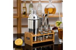 China Rustproof 24oz 13Pcs Stainless Steel Cocktail Set With Wooden Stand Base supplier