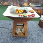 CE Certification Rusty red Corten Steel Bbq Grill Wood Fired  Customized for sale