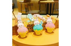 China Ice Cream Cute Rabbit Keychain Charms Silicone Stationery Style Purse Handbag Charms supplier