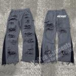 Custom Mens Joggers Wide Leg Flared Baggy Distressed Stacked Sweatpants Men Casual Sweat Cargo Holey Pants Trousers for Men for sale