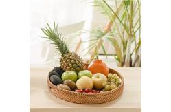 China Multifunction Hand Woven Rattan Round Serving Tray Serving Basket With Cut supplier