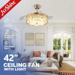Three Blades 107cm Folding Chandelier Ceiling Fan Retractable Blades for sale