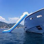 Large Floating Boat Yacht Water Lake Inflatable Dock Slide Sea Yacht Slide For Adult for sale