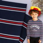 Striped 100 Pure Cotton Fabric , 192cm Sportswear Knit Cotton Yarn Fabric for sale
