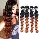 Pre-colored Ombre Human Hair Weave Loose Wave 1b/30 Peruvian Ombre Hair Extensions for sale