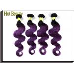 Double Machine Weft Purple Colored Human Hair Extensions No Any Split For Every Beauty for sale