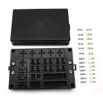 Black Plastic Track Bussed Mini Aux Fuse Relay Box For Auto Circuit Protection 18PCS 12V 24V 32V 48V DC for sale