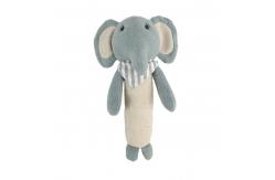 China Gift Newborn Handbell Plush Animal Stuffed Educational Musical Rattle Toy Blue Linen Elephant supplier