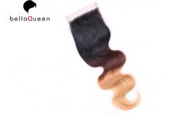 China Three Tones Body Wave Human Hair Lace Closure With 4x4 Lace supplier