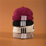 High Quality Embroidered Rolled Caps,Customized Plastic Buckle Docker Caps,Washed Black Brimless Hats for sale