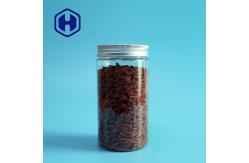China Round Straight 70mm Snacks Transparent Plastic Jar With Aluminum Cover 490ml supplier