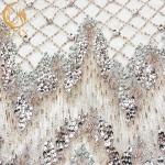 Beautiful 3D Sequin Lace Fabric Collections 80% Nylon Beaded Lace Material for sale
