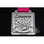 2016 Sports Marathon 10k 5k 1k Riding Events Metal Award Medal With Red RIbbon Antique Silver Plating for sale